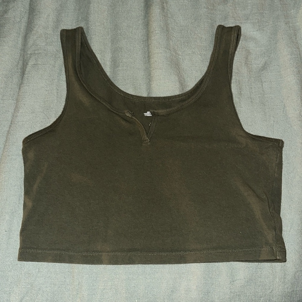 Army green cropped tank top